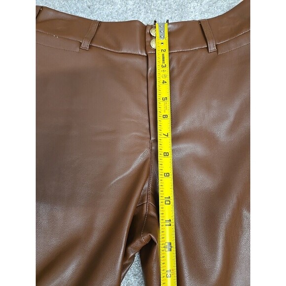 CHICO'S Faux Leather Wide Leg Crop Pants Brown Women’s Size 00/ US 2 READ - Picture 7 of 9